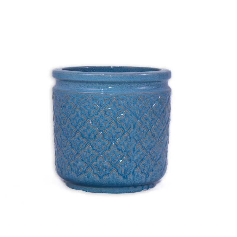 Set of 3 Flower Ceramic Flowerpot, Modern Planter for Patio, Garden, Windowsill