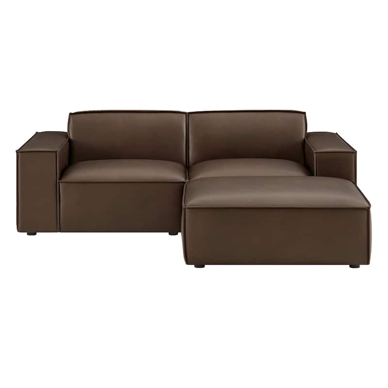 Restore 3-Piece Vegan Leather Modular Loveseat with Ottoman
