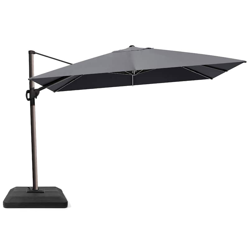 9 x 12 ft Outdoor Patio Cantilever Offset Umbrella with 4 Piece Premium Offset Umbrella Base