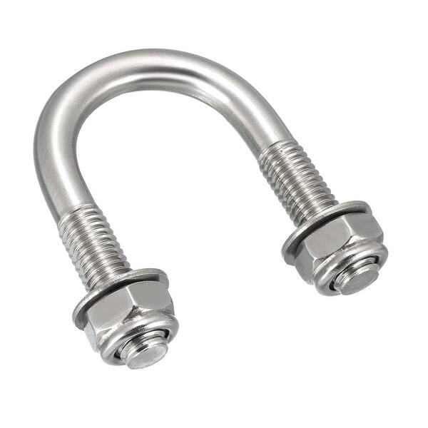25mm Inner Width 304 Stainless Steel Silver M6 with Plates Nuts 1Pcs Aopin Square U-Bolt 1