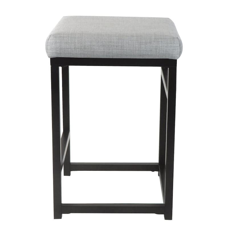 Open Back Metal Counter Stool with Fabric Upholstered Padded Seat - 24 H x 16 W x 16 L Inches