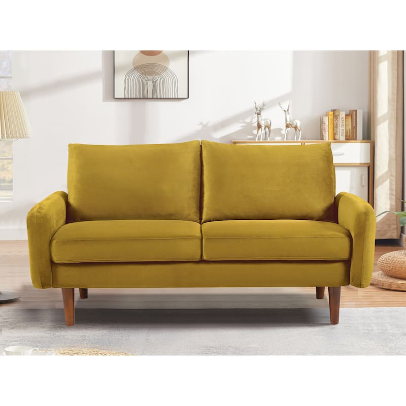 US Pride Furnitirue 58''W Tapered Legs Kent Velvet Loveseat - Greenish Yellow