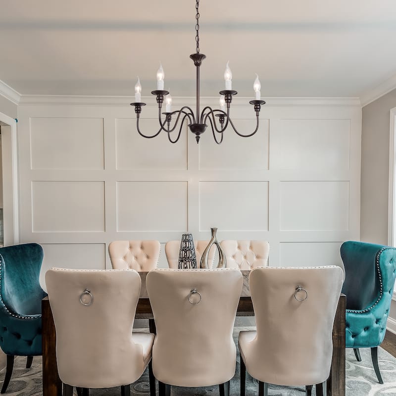 The Gray Barn Modern Farmhouse 6-Light Metal Candle Chandelier for Dining Room - W26.5"x H19.5"