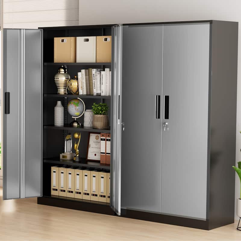 71 inch Garage Storage Cabinet Shelving Kitchen Pantry Locker with Adjustable Shelves for Office, Garage, Home, Pantry