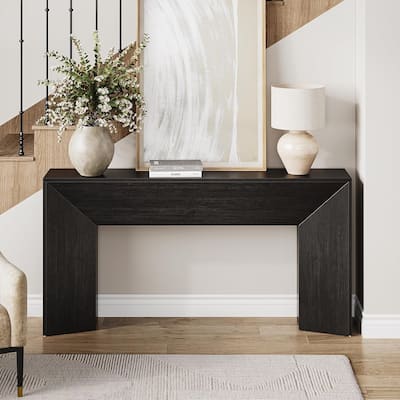 63" Extra Long Console Table - Modern Farmhouse Sofa Table Behind Couch, Black Wood Entryway Table for Hallway & Living Room