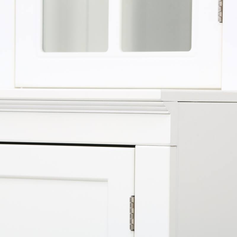 Modular White Curio Bookcase Cabinet w/Glass Doors Buffet Display