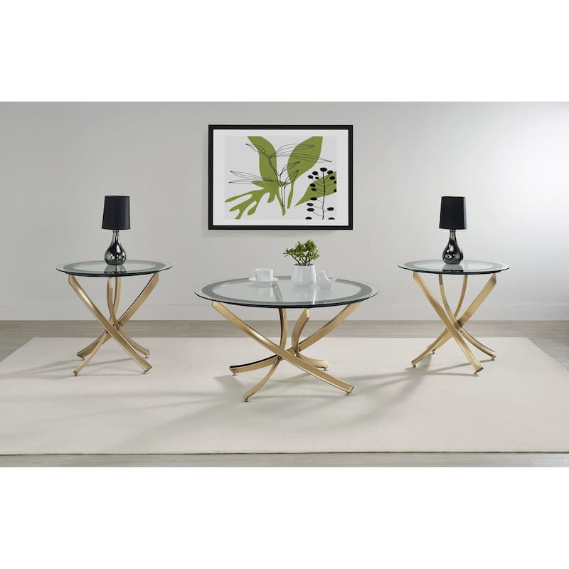 Brooke Round Glass Top Coffee Table Set