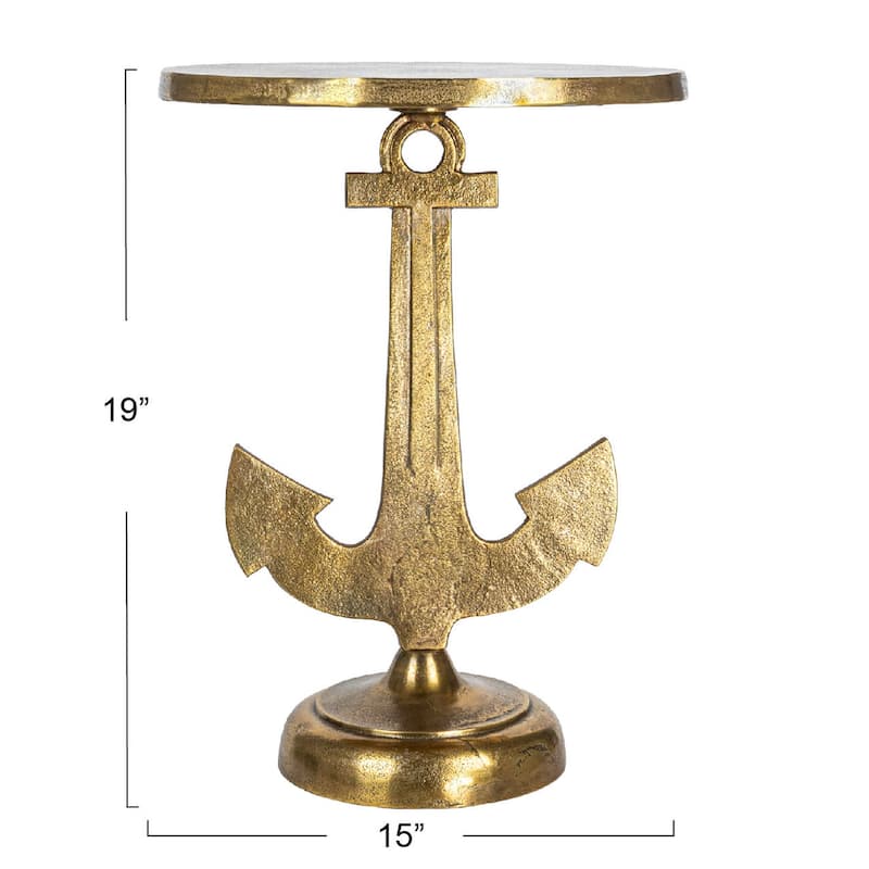 Nautical Accent Table with Anchor Base - 15.0"L x 15.0"W x 19.0"H