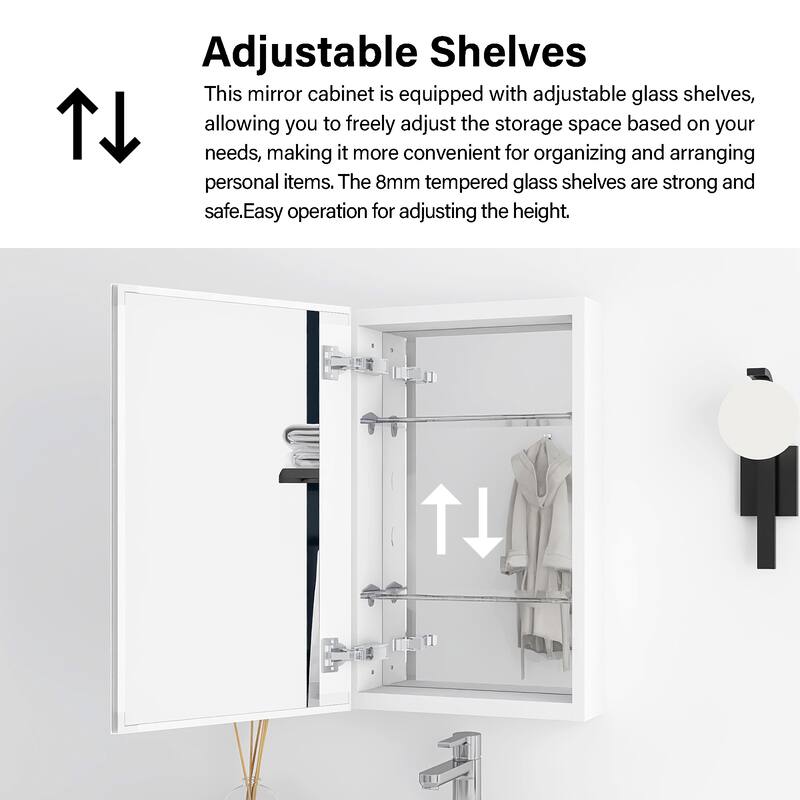 Rectangular Aluminum Medicine Cabinet with Mirror