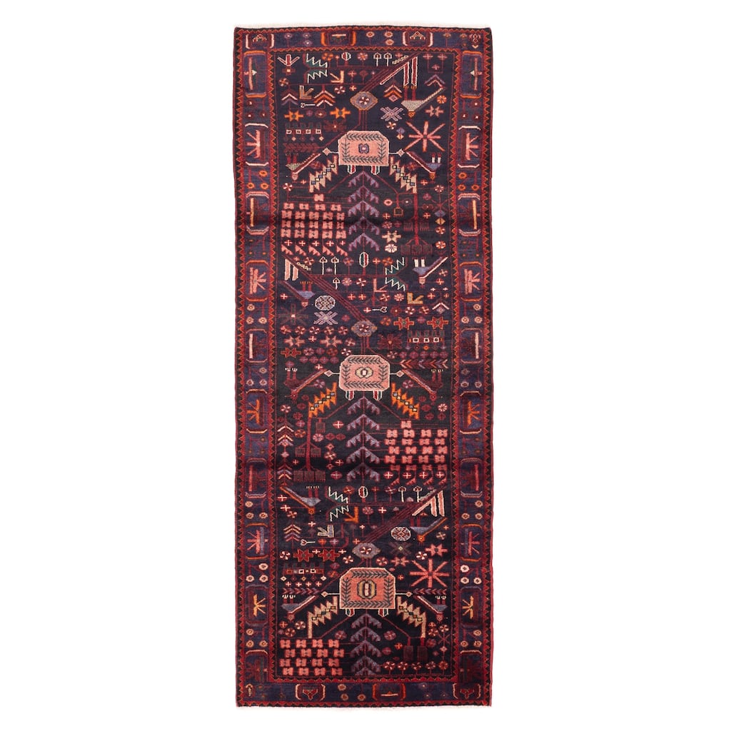 ECARPETGALLERY Hand-knotted Konya Anatolian Dark Navy Wool Rug - 3'7 x 9'8