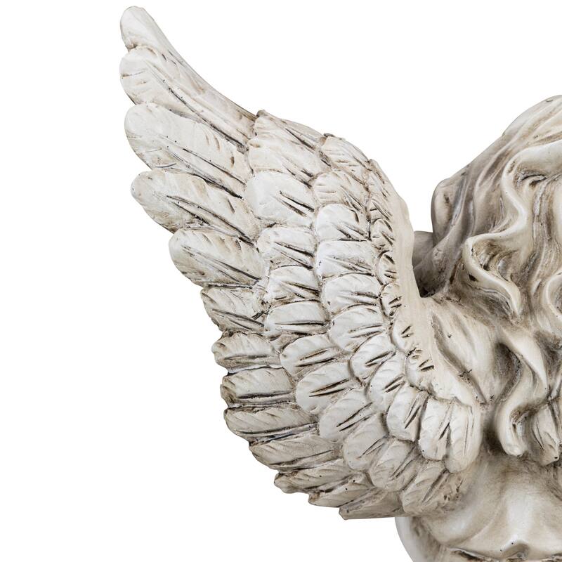 Kneeling Angel with Open Wings Statue - 13"