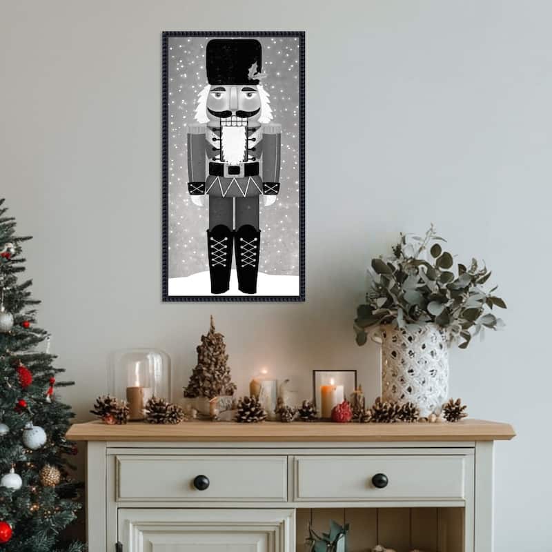 Nutcracker I Gray by Ryan Fowler (14 x 27 in.), Framed Canvas Wall Art Print - Sylvie Beaded Black