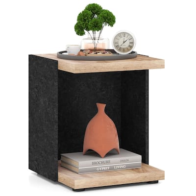 Costway 2-Tier Sofa Side Table set of 1/2 with Open Storage Shelf