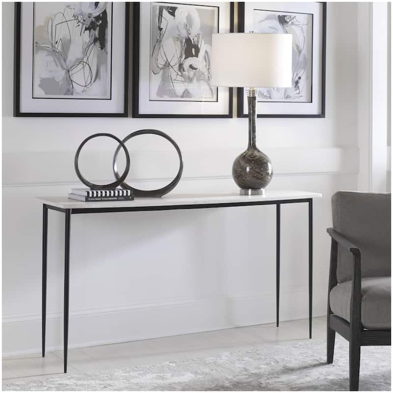 Uttermost 25173 Nightfall 16" Wide Iron, Marble, MDF Framed Console