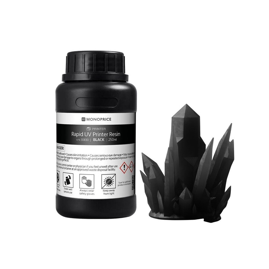 Shop Monoprice Rapid Uv 3d Printer Resin 250ml Black Compatible With All Uv Resin Printers Dlp Laser Or Lcd Overstock 20739556