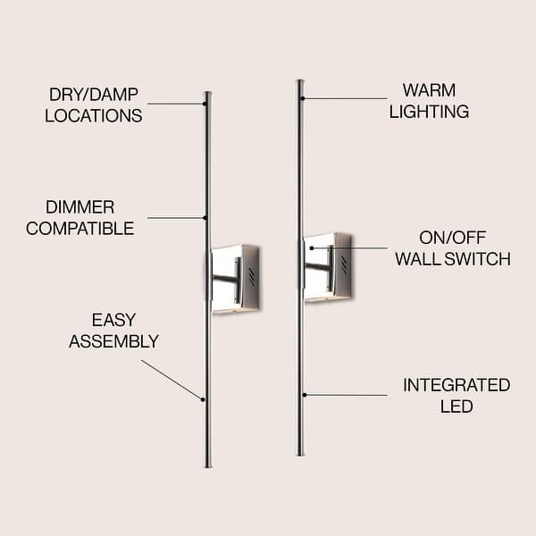 dimension image slide 4 of 13, Conley 28" Dimmable Integrated LED Metal Wall Sconce, by JONATHAN Y