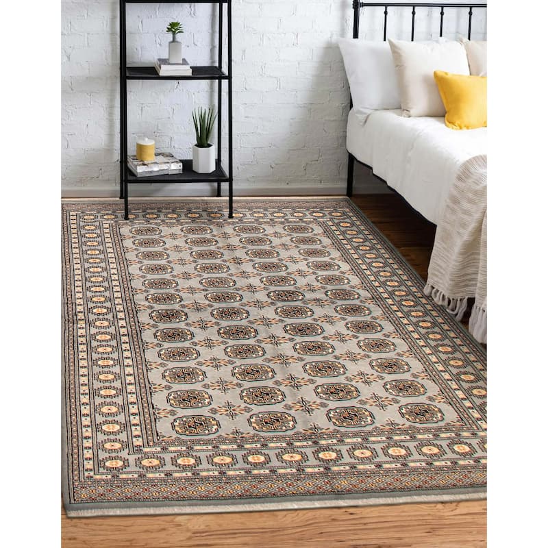 Finest Peshawar Bokhara Grey Rug 5'1" x 7'5" - 5'1 x 7'5