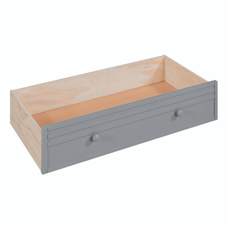 Twin over Twin Bunk Bed with Storage Staircase, Slide, Drawers, Desk, and Shelves