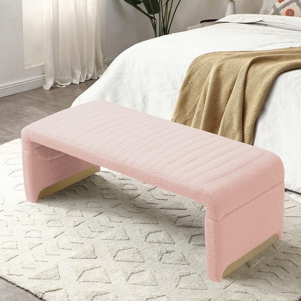 U Shape Arch Bench for Bedroom End of Bed, Upholstered Sherpa