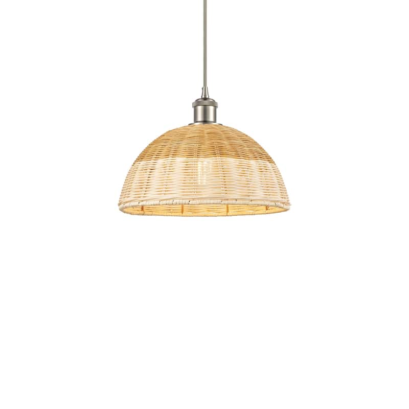 Innovations Lighting 516-1P-9-12 Bristol Natural II Pendant Bristol - Brushed Satin Nickel / Natural