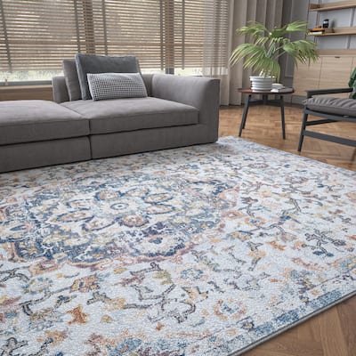 Rayna Farmhouse Medallion Indoor Area Rug
