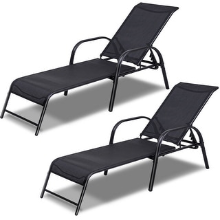 Shop Costway Set of 2 Patio Lounge Chairs Sling Chaise ... Shop Costway Set of 2 Patio Lounge Chairs Sling Chaise ... on Living Accents Sling Folding Chaise id=84503