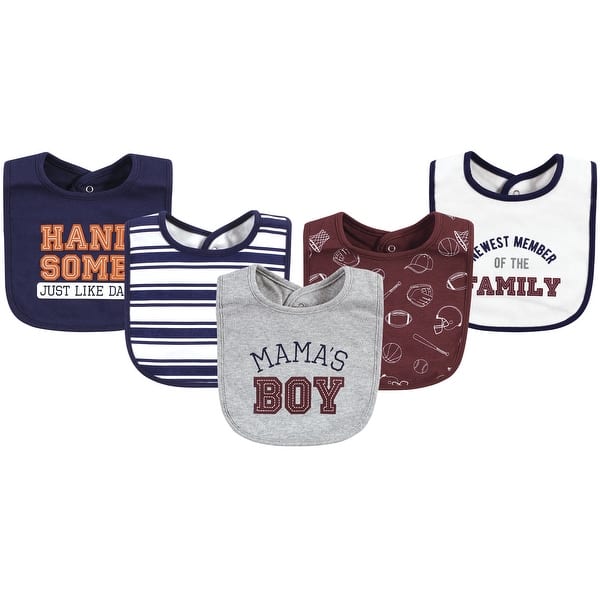 slide 1 of 1, Hudson Baby Infant Boy Cotton Bibs, Mom Dad Athletic, One Size - Mom Dad Athletic - One Size One Size - Mom Dad Athletic