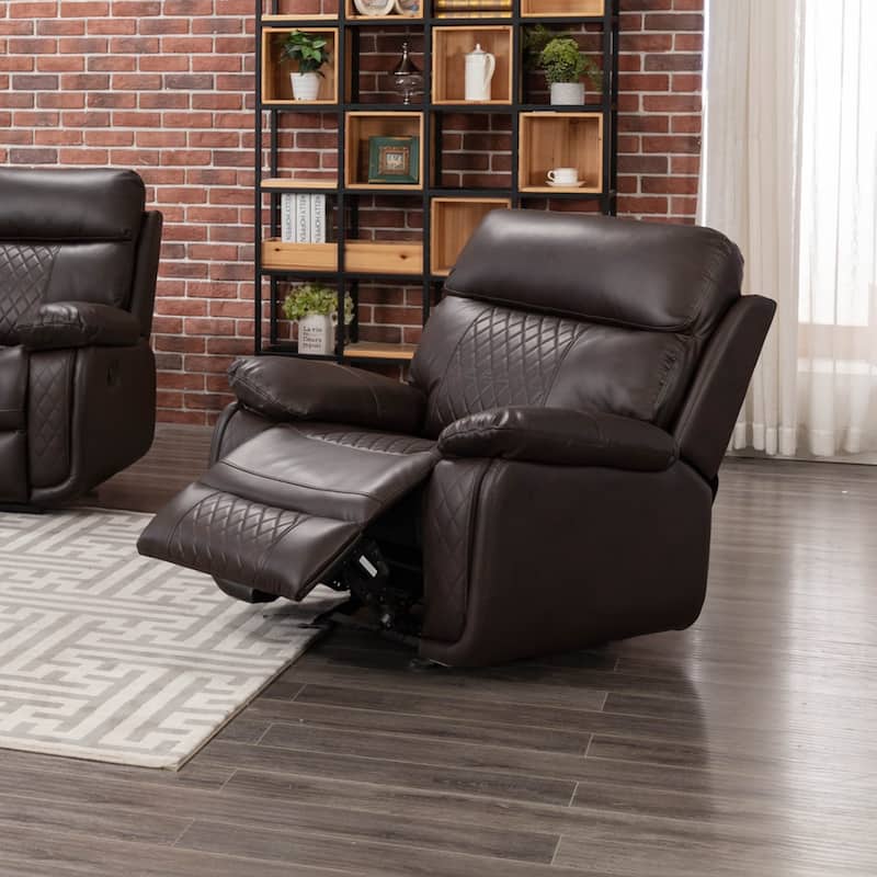 Contemporary Plush Faux Leather Upholstered Living Room Reclining Chair