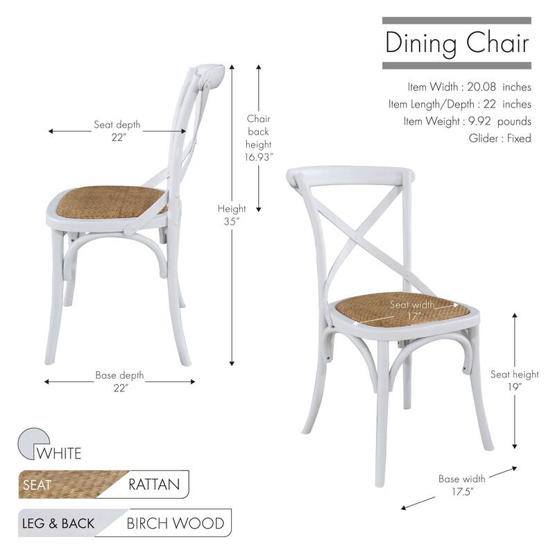 Porthos Home Remus Wood Dining Chair, Rattan And Birch Wood