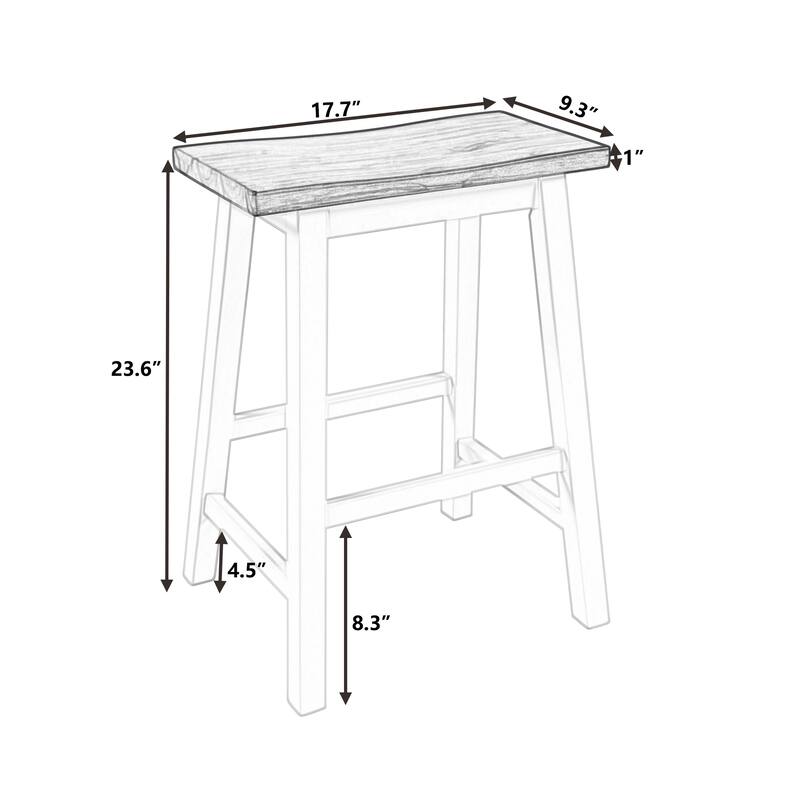 Farmhouse Rustic 2-piece Counter Height Wood Kitchen Dining Stools for Small Places