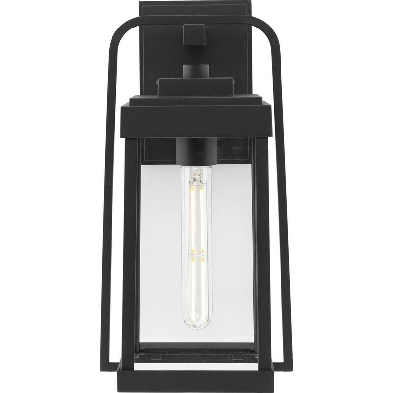 Walcott One-Light Textured Black Modern Farmhouse Outdoor Medium Wall Lantern - 7.125 in x 7.37 in x 14 in
