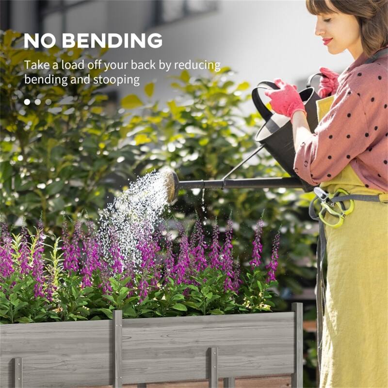 Elevated Outdoor Fir Wood Planter Box for Vegetables Herbs and Flowers with Drainage System - 88.5" L x 21.75" W x 31.5" H