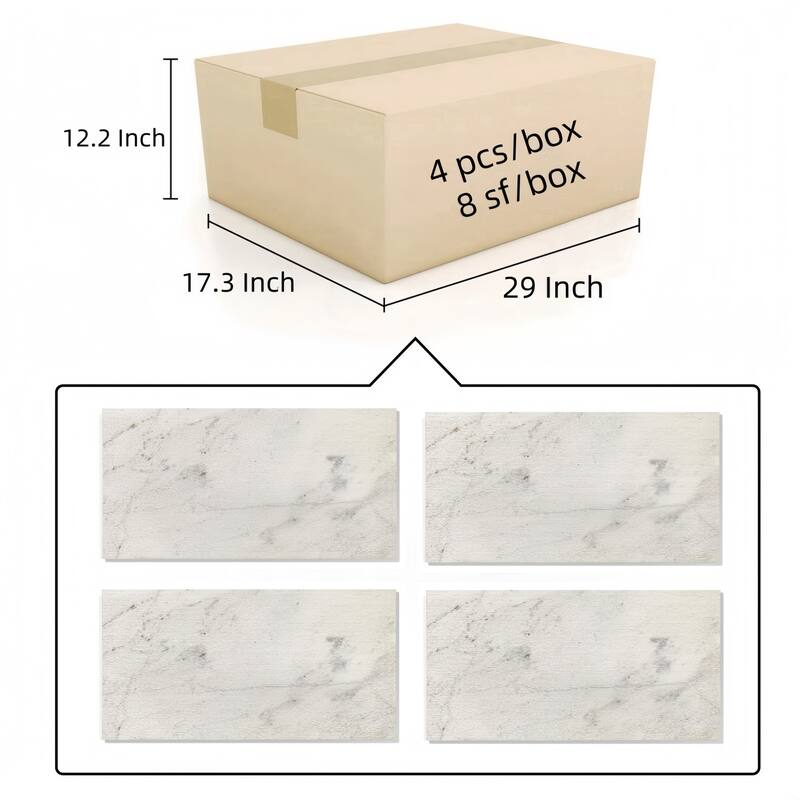 Roomfitters Natural Marble Wall Tile, FS Textured 3D Fluted Stone, Genuine Marble, 4-Piece Box, White