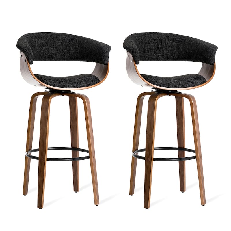 Glitzhome Set of 2 or 4 Modern Counter & Bar Height Wooden Swivel Bar Stools