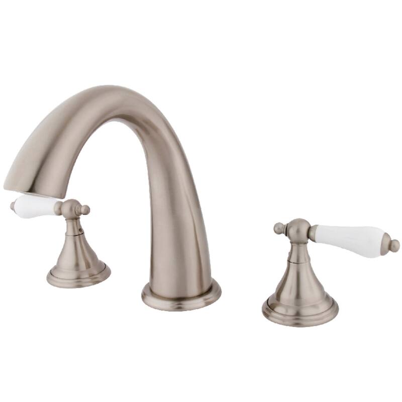 Kingston Brass Vintage Deck Mounted Roman Tub Filler with Lever - Brushed Nickel