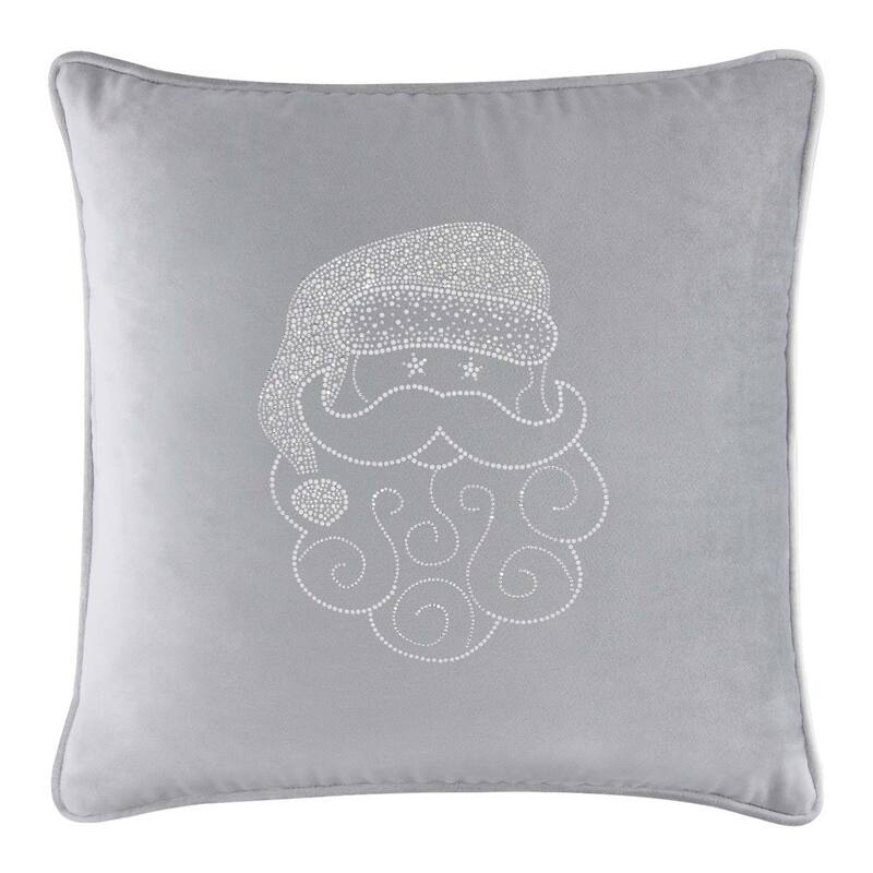 Sparkles Home Santa Rhinestone Pillow - Silver Velvet - 20 x 20