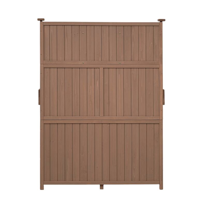 Garden Potting Bench Table, Fir Wood Workstation with Storage Shelf, Drawer and Cabinet