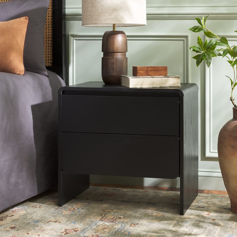 SAFAVIEH Home Arsenio 2 Drawer Nightstand - Black