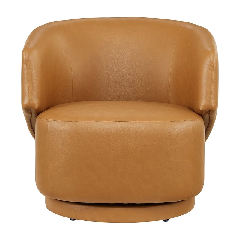 Zupnick Modern Tan Leather Upholstered Swivel Accent Chair