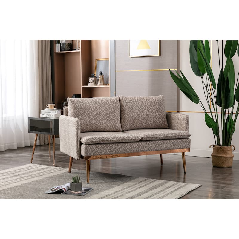 Polyester Upholstered Living Room loveseats sofa With Golden Legs