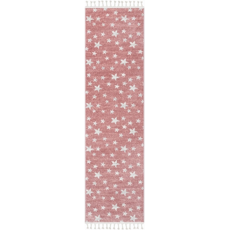 Well Woven Kennedy Stars Plush Area Rug - 2' 7" x 9' 10" - Pink - Runner