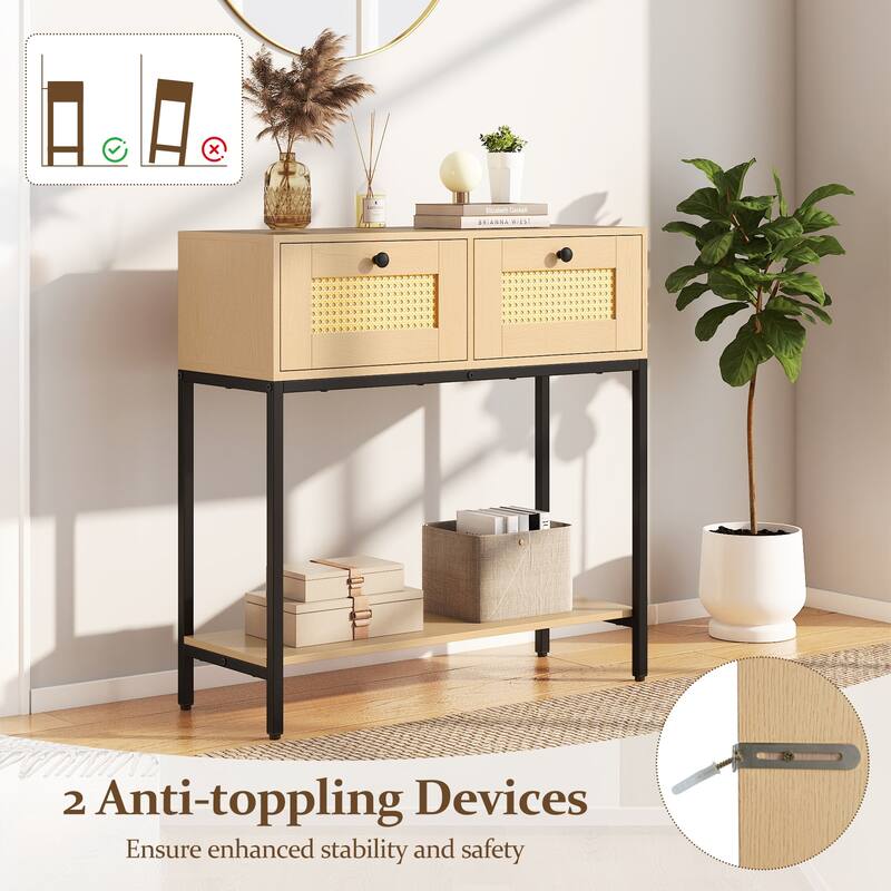 Gymax Console Table Entryway Table Long Sofa Side Table w/ Open Shelf