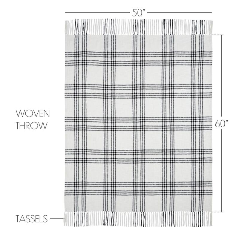 Black Plaid Woven Throw 60x50