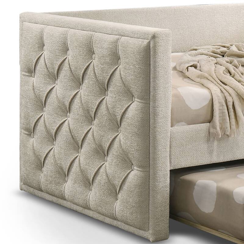 Furniture of America Kota Twin Upholstered Tufted Daybed with Trundle
