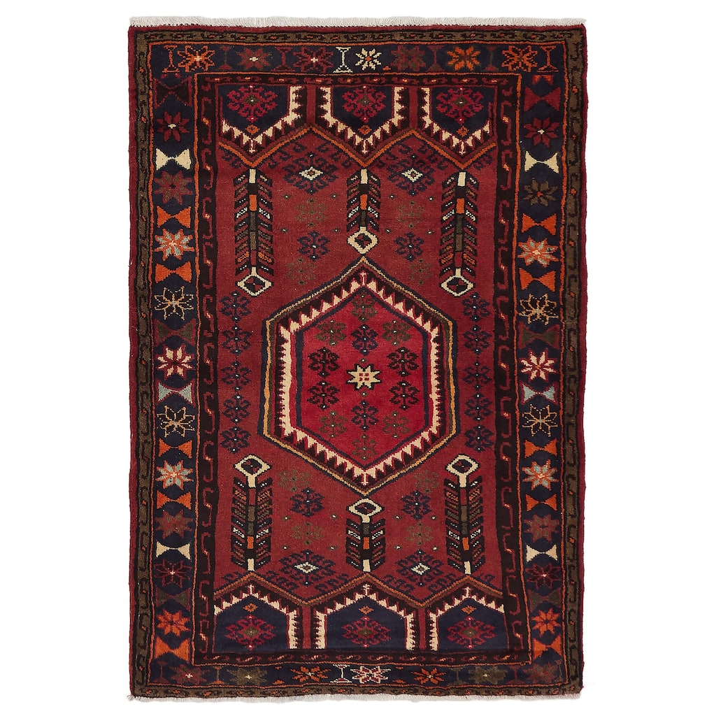 ECARPETGALLERY Hand-knotted Andelz Dark Red Wool Rug - 3'3 x 4'10