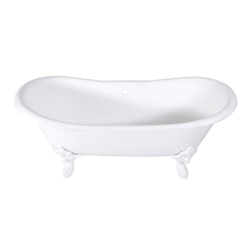 Kingston Brass Aqua Eden 72 Clawfoot Cast Iron Soaking Tub with Center