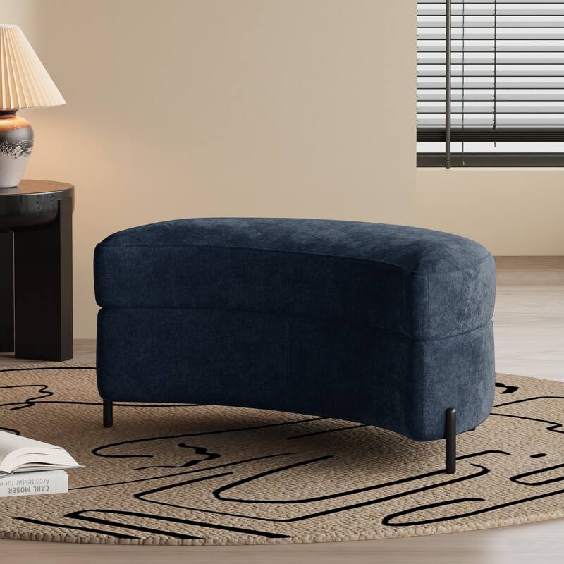 Modern Chenille 360° Swivel Accent Barrel Chair and Storage Ottoman
