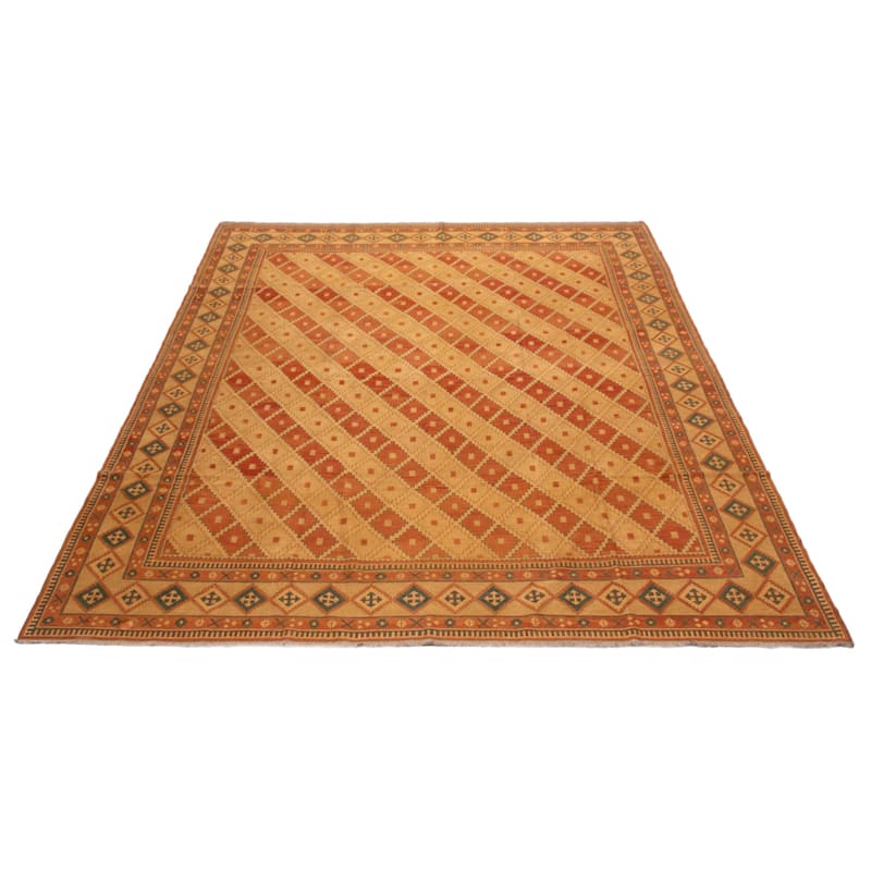 ECARPETGALLERY Flat-Weave Lahor Finest Khaki Wool Tapestry Kilim - 11'8 x 13'8