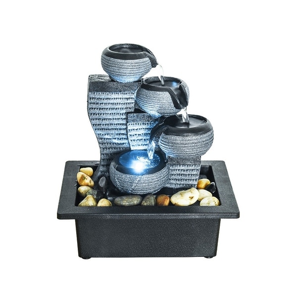 Global Pronex 4-Tier Desktop Water Fountain Submersible Pump Indoor 10"H Decoration for Home, Work or Office Relaxation. Opens flyout.