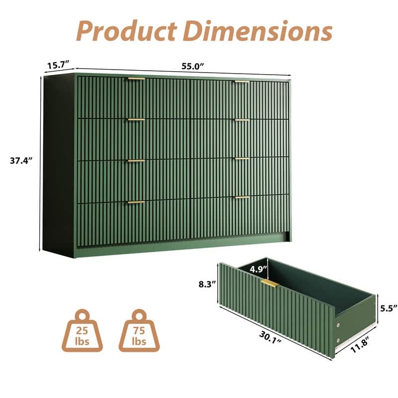 8-Drawer Double Dresser for Bedroom